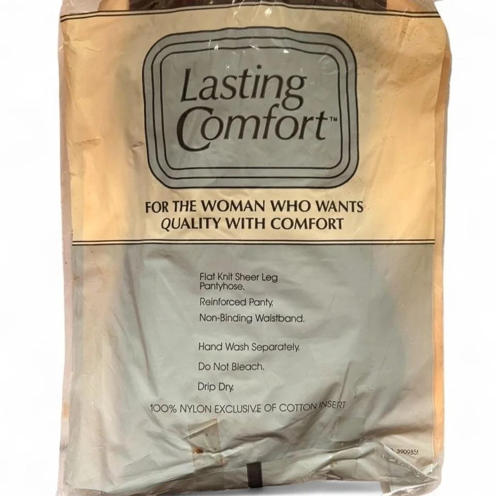 Vintage Lasting Comfort nylon pantyhose in size B. Two pair pack hosiery
